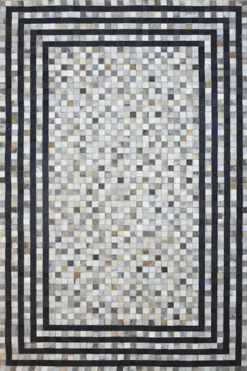 Linear Reverse Flow Natural Leather Rug For Living Room