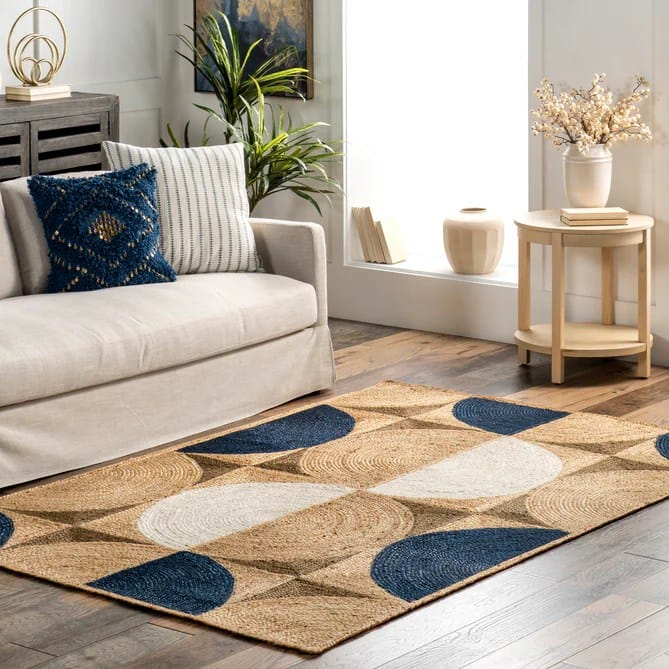 Zephyr Modern Jute Natural Rugs For Living Room, Bedroom