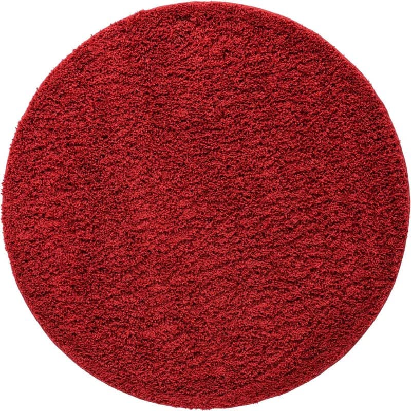 Cherry Red Round Shag Rug
