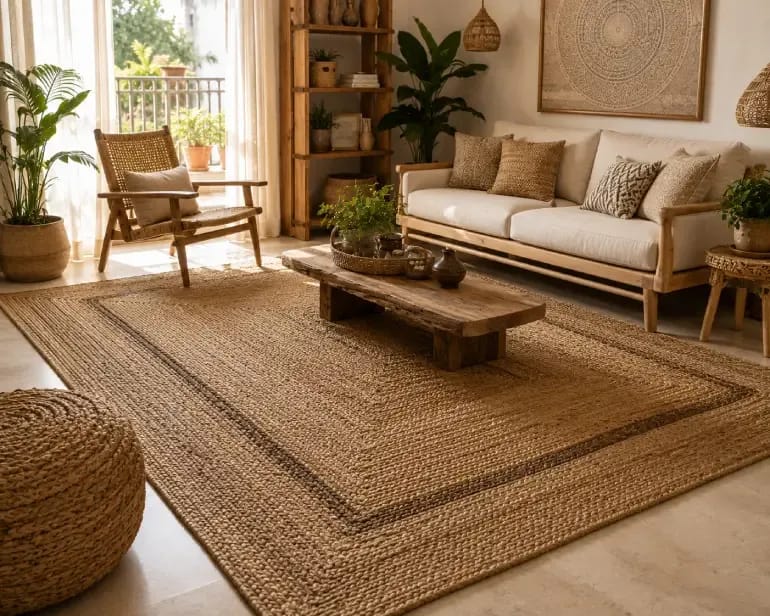 Jute Rugs for Indian Homes Benefits, Styles & Care Tips