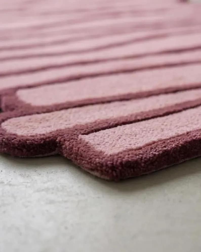 Pink Odd Shape Hand Tufted Kids Room Rug