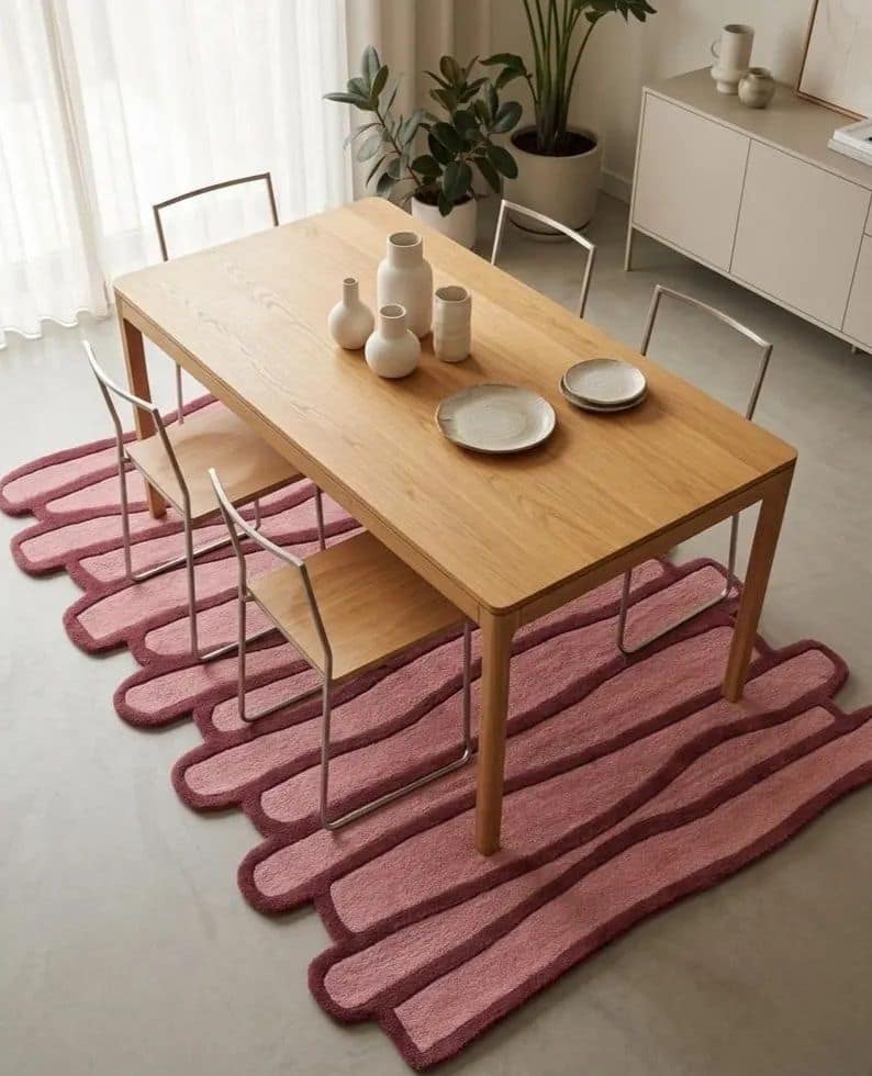 Pink Odd Shape Hand Tufted Rug