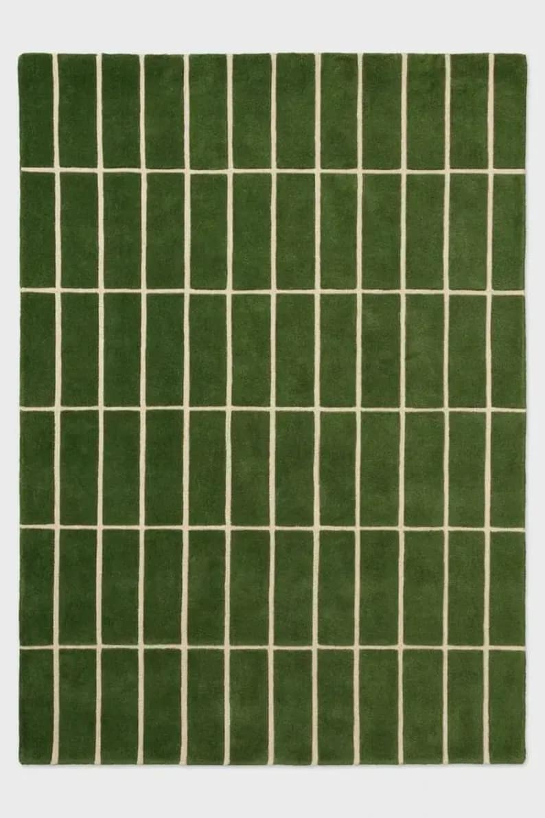 Green Strip Hand Tufted Rug