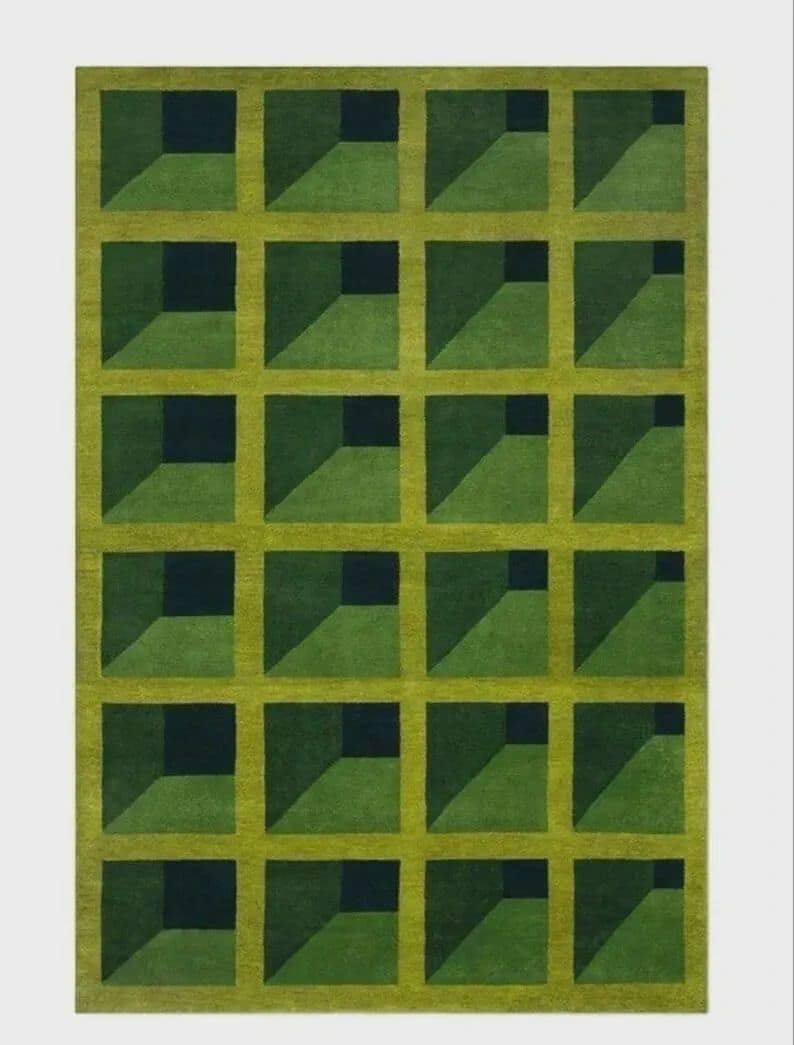 Green Grid Pattern Rug