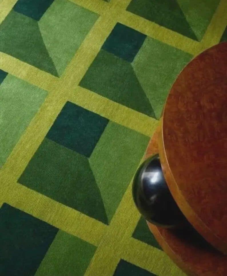 Green Grid Pattern Rug