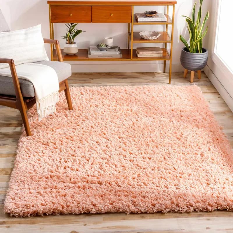 Peach Handmade Shag Rug