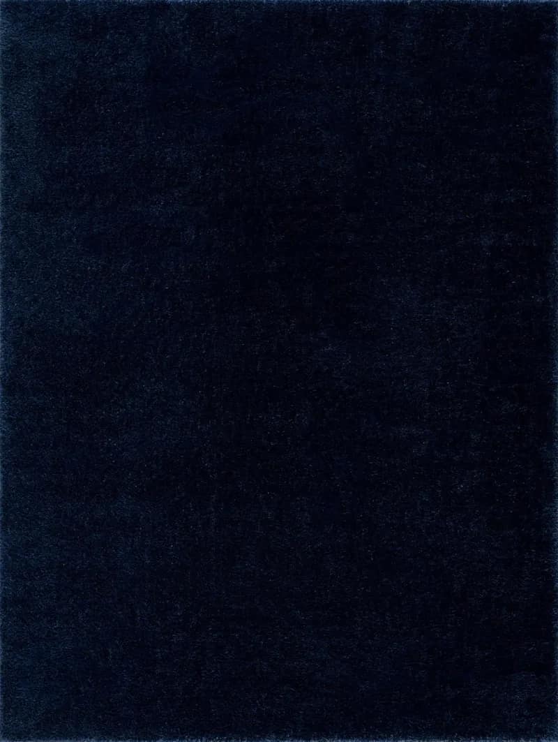 Blue Solid Handmade Shag Rug