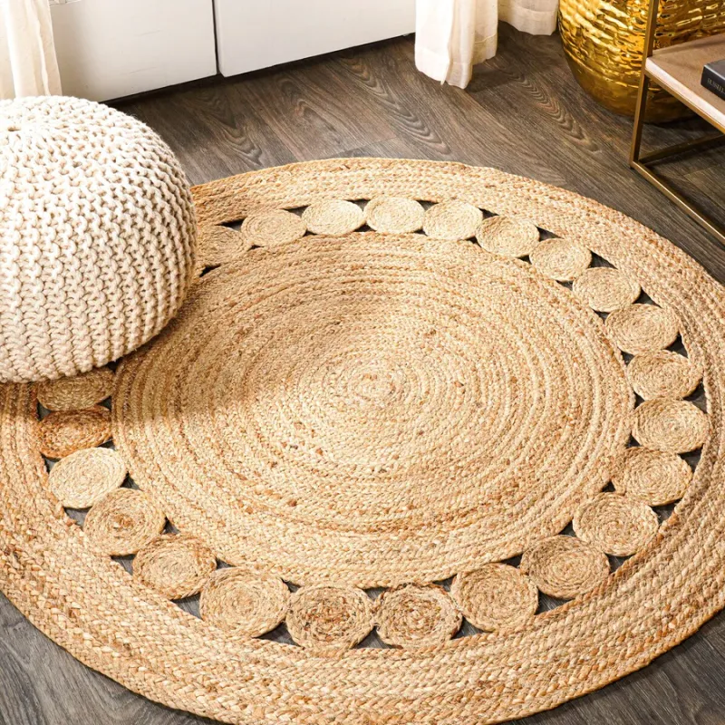 Zen Jute Round Rug for Living Room, Bedroom, Hallway and Dining
